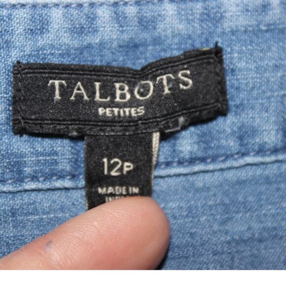 Talbots Denim Blue Lace Up‎ Chest Shift Dress Size 12Petite - Picture 3 of 5